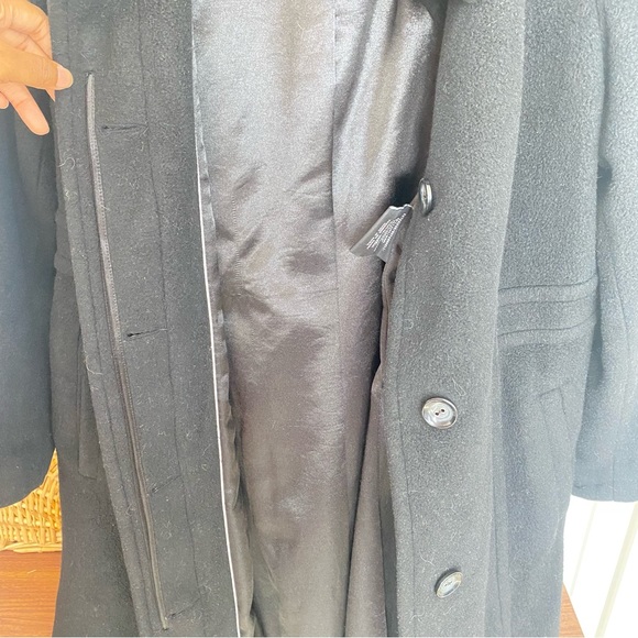JONES NEW YORK - Cashmere & Wool Warm Timeless Black Long Pea Coat - size 12 - Picture 8 of 16
